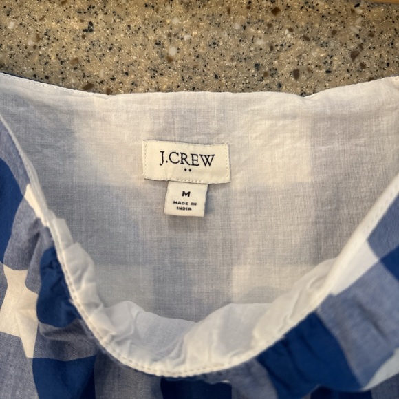 J. CREW Flutter-Sleeve Ruffle-Tiered Midi Dress Gingham Combo Blue White - Picture 5 of 9